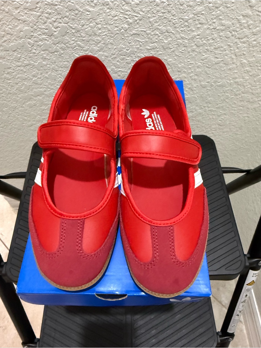 Adidas Samba Jane-Red Mary Jane Sneakers with White Stripes
